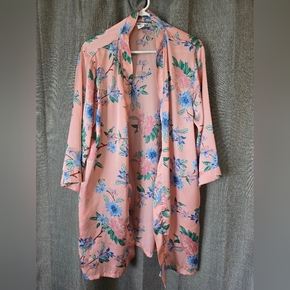 Sincerely Jules Pink Floral Kimono Size L - Picture 1 of 4